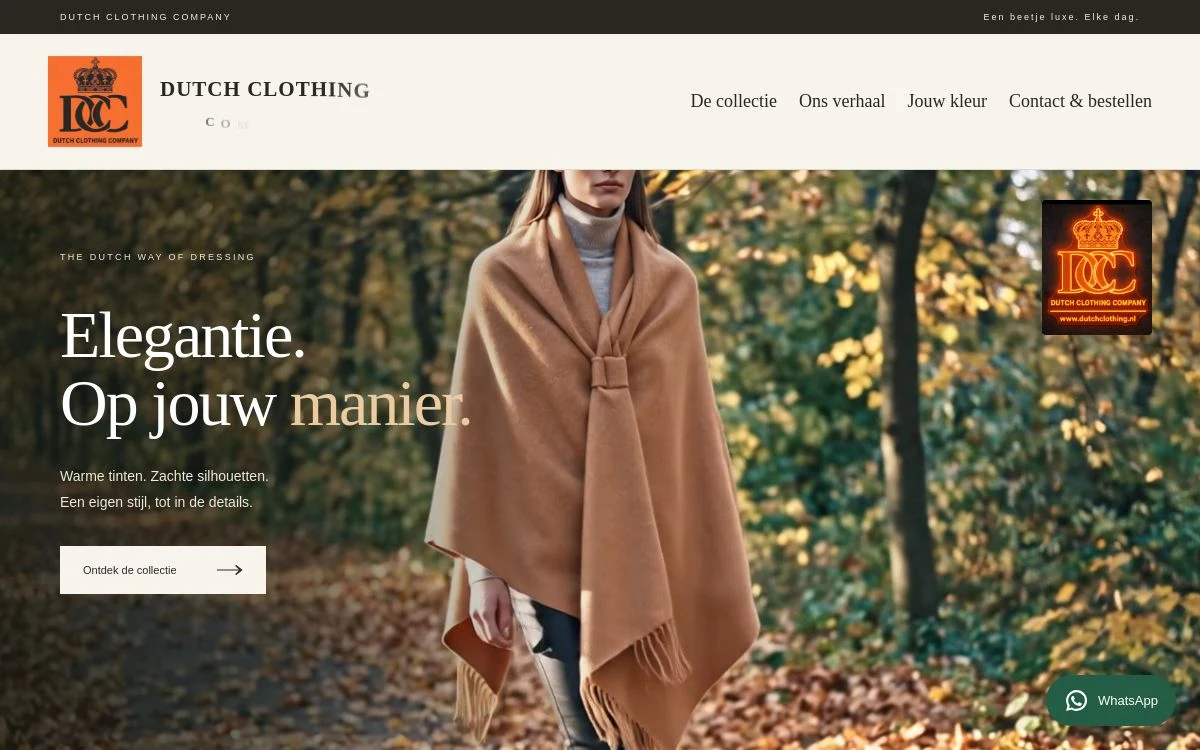 Website design for Dutch Clothing Company