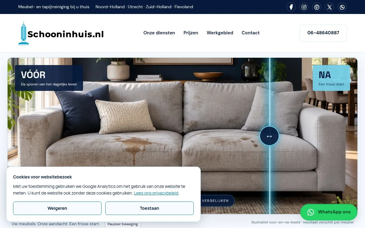 Website design for Schoon in Huis