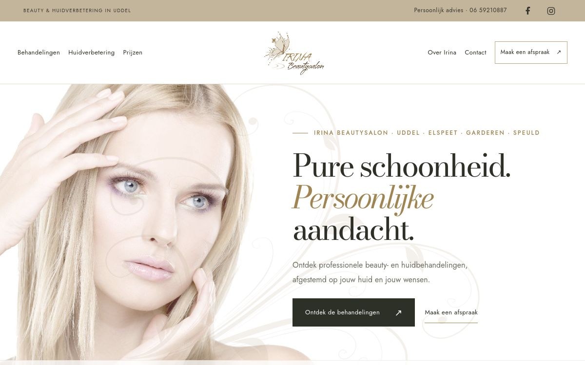 Websiteontwerp Irina Beautysalon